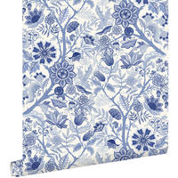 TAPETE Blumenmuster 50 x 900 cm - Blau, Papier (50/900cm) - ESTAhome