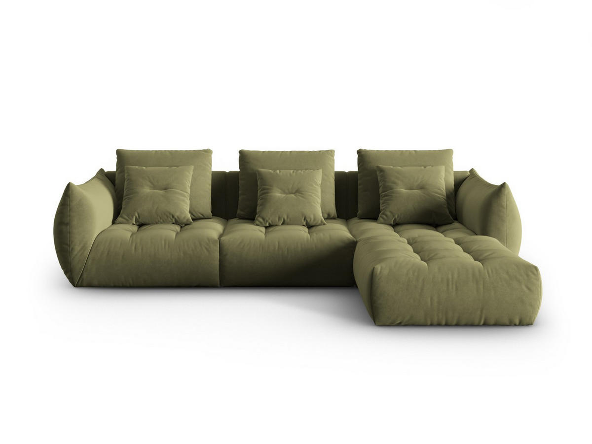 ECKSOFA modular links Bloom aus Samt hellgrün 2 Sitzplätze - Hellgrün, Textil (216/332cm) - Micadoni