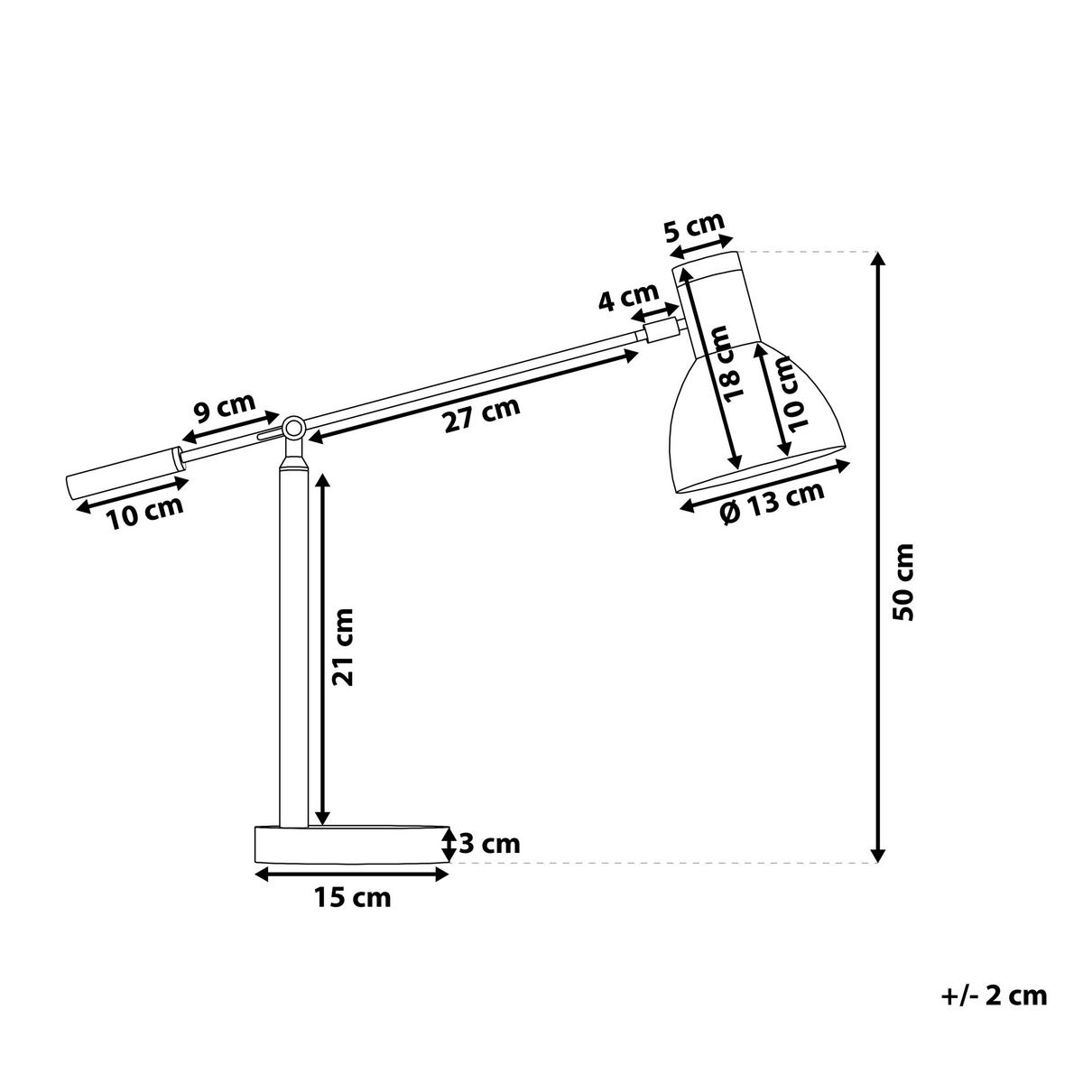 SCHREIBTISCHLAMPE Peckos 13/13/50 cm - Weiß, Metall (13/13/50cm) - Beliani