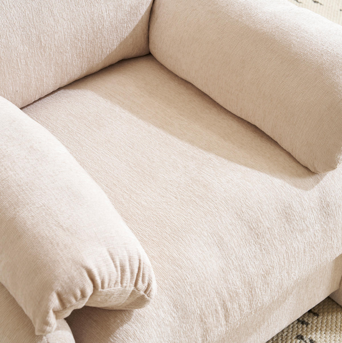 SESSEL 96/82/84 cm in Beige aus Chenille mit breiter Sitzfläche - Beige, Textil (82/84/96cm) - Flora Grace