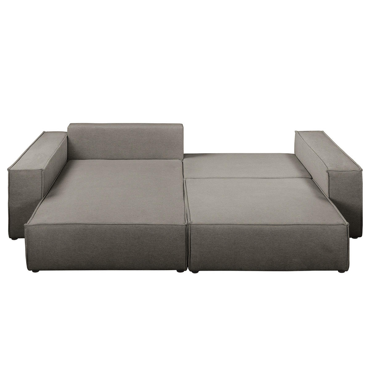 ECKSOFA mit Schlaffunktion - 255 cm - Schwarz/Grau, Kunststoff/Textil (255/148cm) - home24