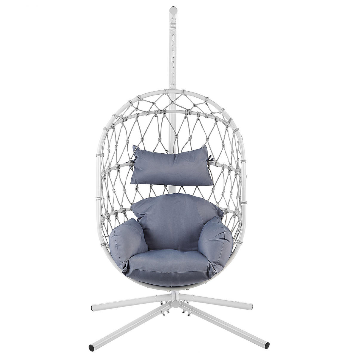 HÄNGESESSEL mit Gestell Flechtseil weiß 100/108 cm Adria - Weiß, Textil (108/190/100cm) - Beliani