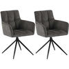 ARMLEHNENSTUHL 2er Set Stoff Dunkelgrau - Dunkelgrau/Schwarz, Textil/Metall (59/87/59cm) - CLP