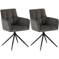 ARMLEHNENSTUHL 2er Set Stoff Dunkelgrau - Dunkelgrau/Schwarz, Textil/Metall (59/87/59cm) - CLP