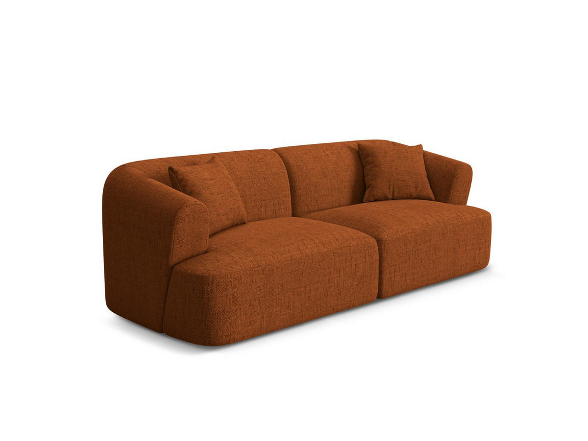 MODULARES-SOFA Campi aus strukturiertem Stoff ziegelrot 3 Sitzplätze - Orange, Textil (90/70/220cm) - Cosmopolitan Design