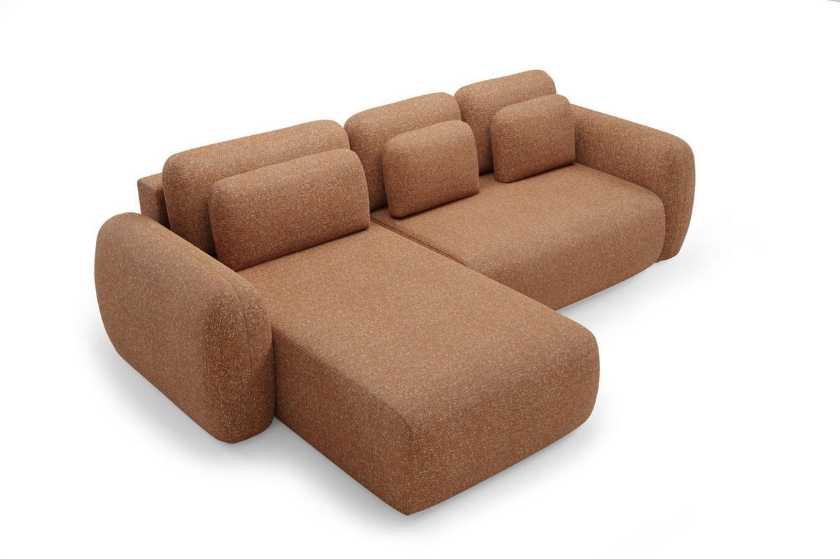 ECKSOFA Gaston Mit Schlaffunktion - Rotbraun, Holzwerkstoff/Textil (304/190cm) - Fun Möbel