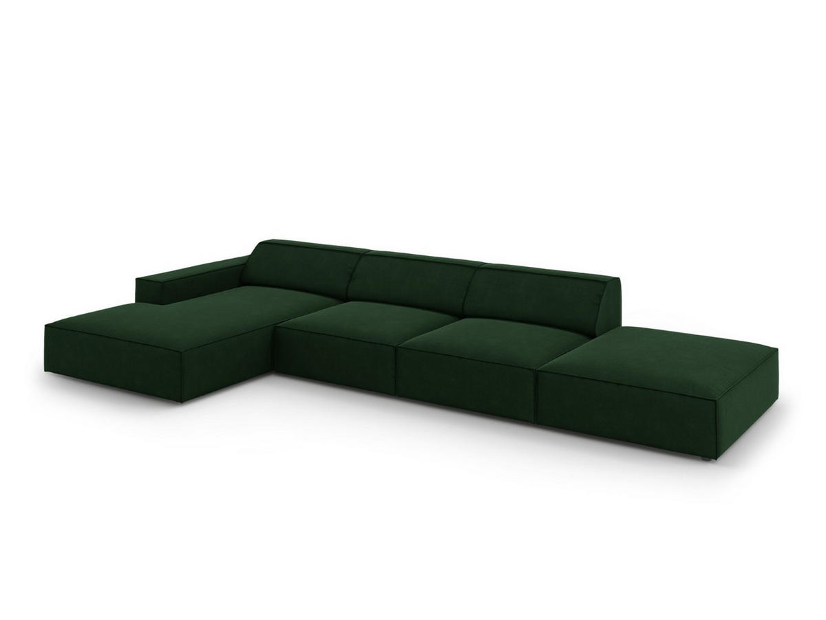 ECKSOFA links Jodie aus Samt flaschengrün 5 Sitzplätze - Dunkelgrün, Textil (166/341cm) - Micadoni