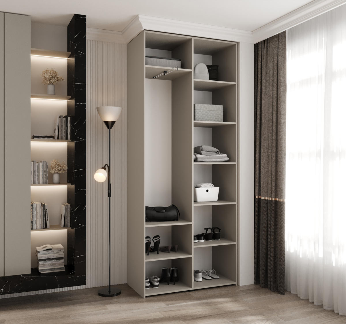 DREHTÜRENSCHRANK 245,5/100/40 2-türig - Kaschmir/Goldfarben, Holz/Metall (100/245.5/40cm) - Abiks Möbel