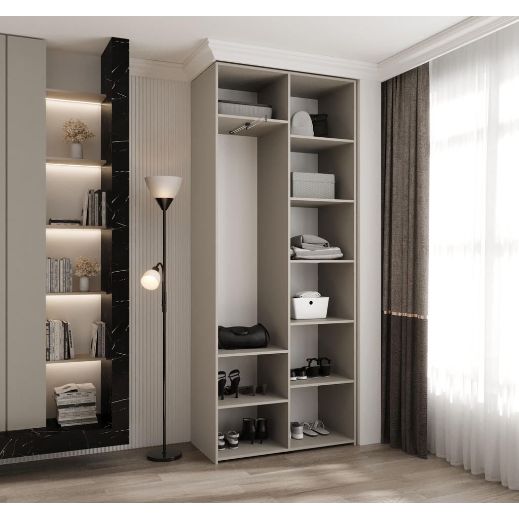Thumbnail - Abiks Möbel Drehtürenschrank, Kaschmir, Schwarz, Metall, Nachbildung, 100x245.5x40 cm, Schlafzimmer, Kleiderschränke, Dr...