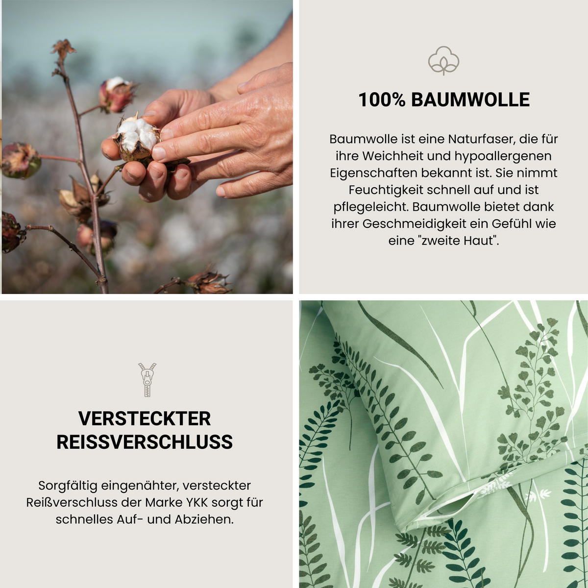 BETTWÄSCHESET Annic - Renforcé - 2-teilig - 135 x 200 cm - Grün - Grün, Textil (135/200cm) - SCHIESSER