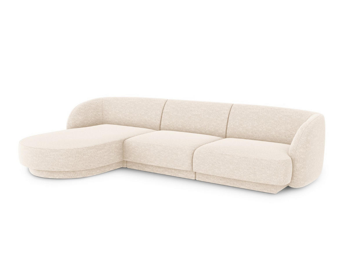 ECKSOFA links Miley aus Chenille-Stoff leichtes beige 4 Sitzplätze - Creme, Textil (156/255cm) - Micadoni