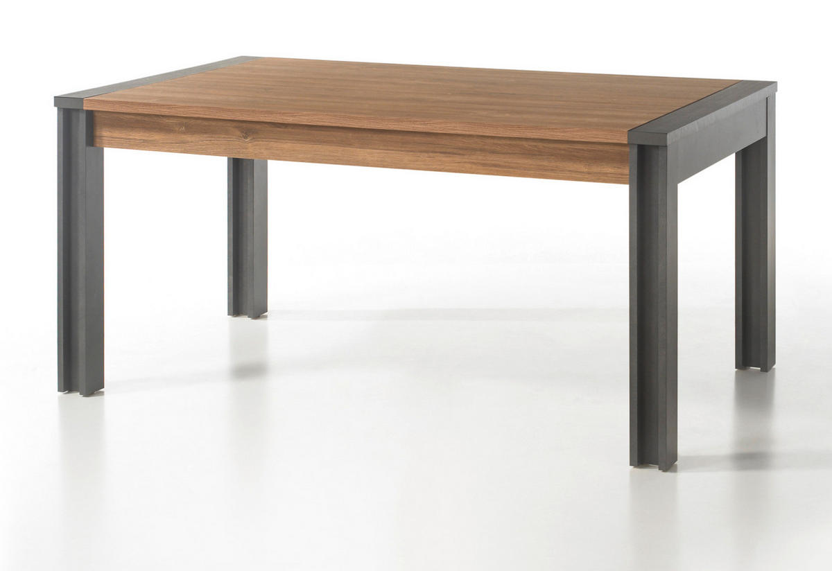 ESSTISCH Eiche Stirling, Matera grau, Küchentisch 154 x 90 cm - Eichefarben/Grau, Holzwerkstoff (90/154/76cm) - Furn.Design