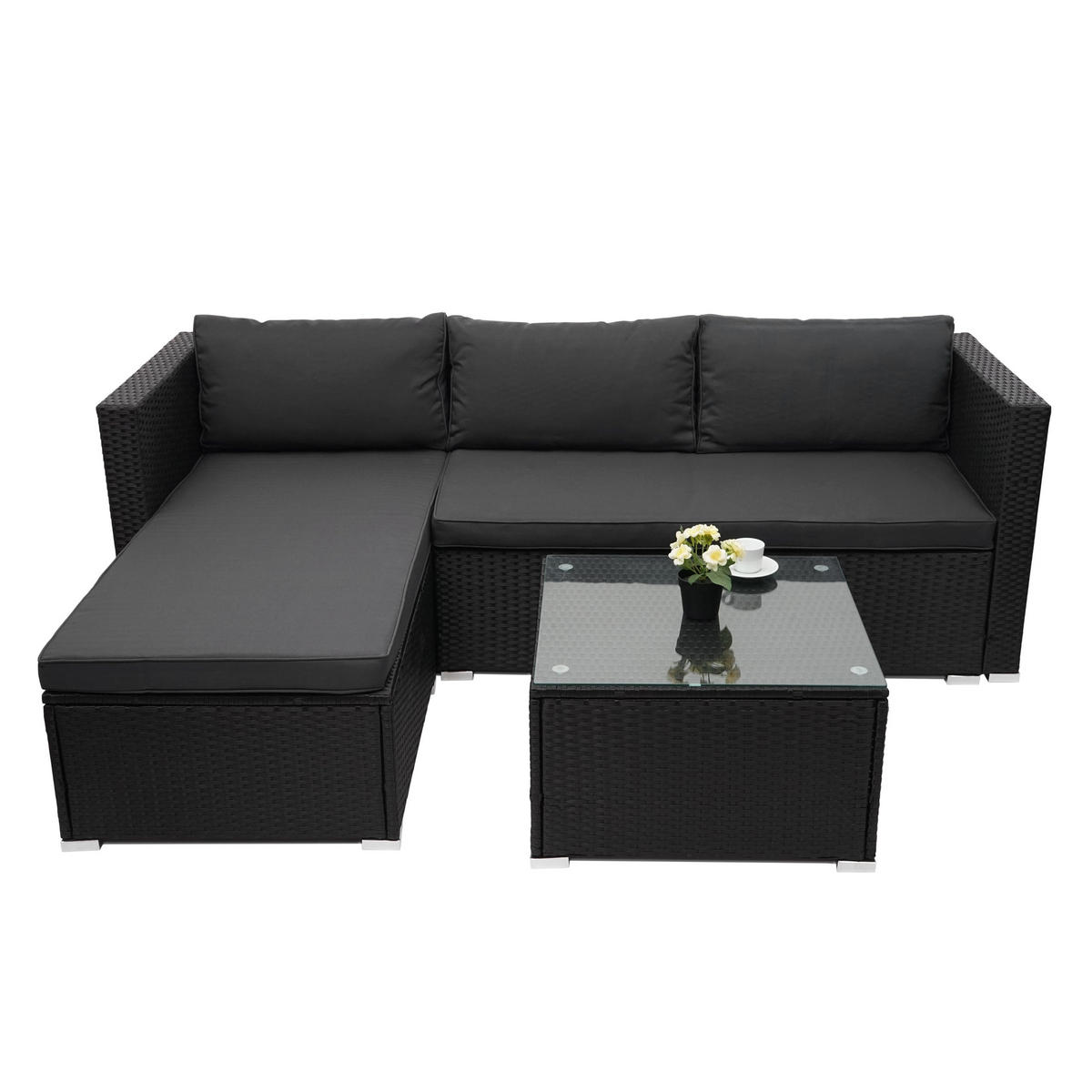 GARTENSET Schwarz Kissen Dunkelgrau ohne Dekokissen - Schwarz, Metall - PROREGAL