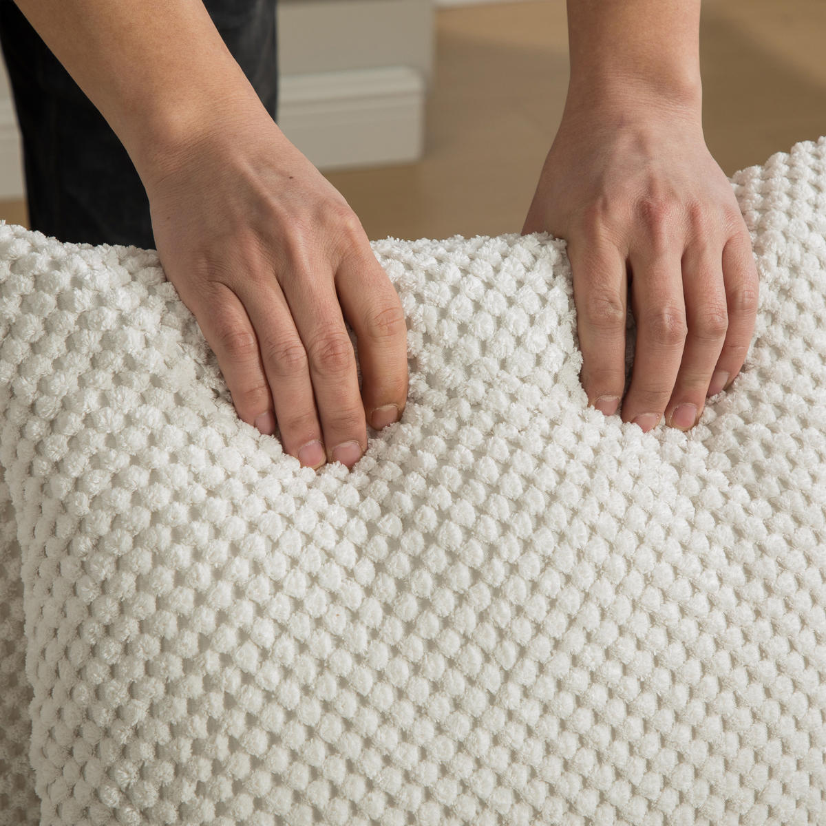 ECKSOFA Chenille Beige mit Kissen - Beige, Textil (266/176cm) - WISHDOR