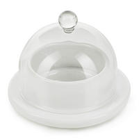 BUTTERTELLER MIT GLASDECKEL 9 cm Weiss - Multicolor, Keramik (9/9/9cm) - Revol Porcelaine France