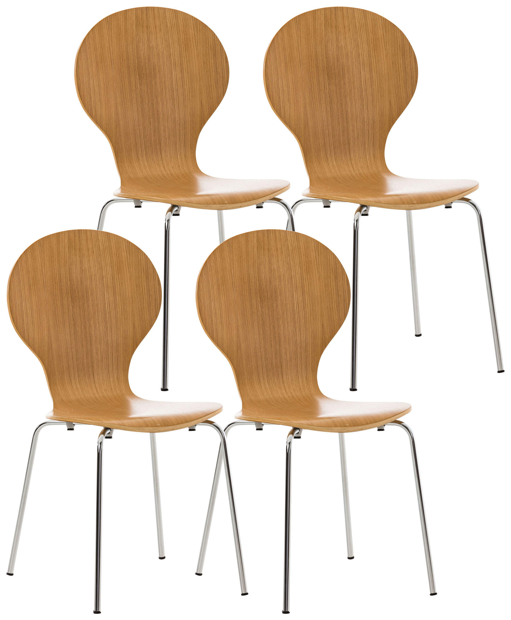 BESUCHERSTUHL 4er Set Holz eiche - Eichefarben, Holz/Metall (43/86/45cm) - CLP