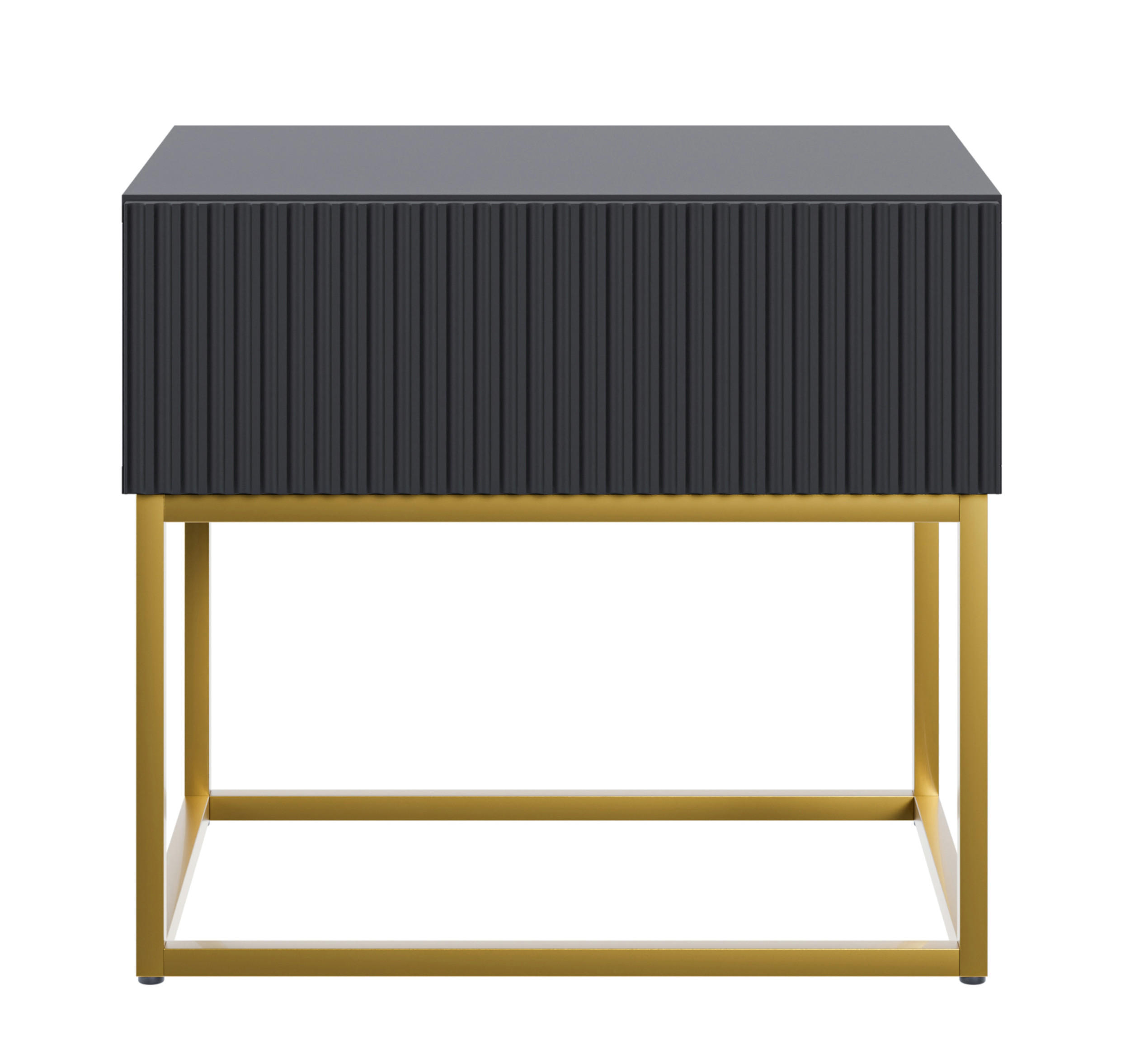 NACHTSCHRANK Veldio Schwarz mit goldenen Metallbeinen 50 cm - Goldfarben/Schwarz, Holzwerkstoff/Metall (50/44/35.6cm) - Selsey