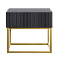 NACHTSCHRANK Veldio Schwarz mit goldenen Metallbeinen 50 cm - Goldfarben/Schwarz, Holzwerkstoff/Metall (50/44/35.6cm) - Selsey