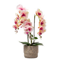 KUNSTBLUME Orchidee pink-weiß im Deko-Topf, 64 cm - Weiß, Kunststoff (64cm) - Homescapes