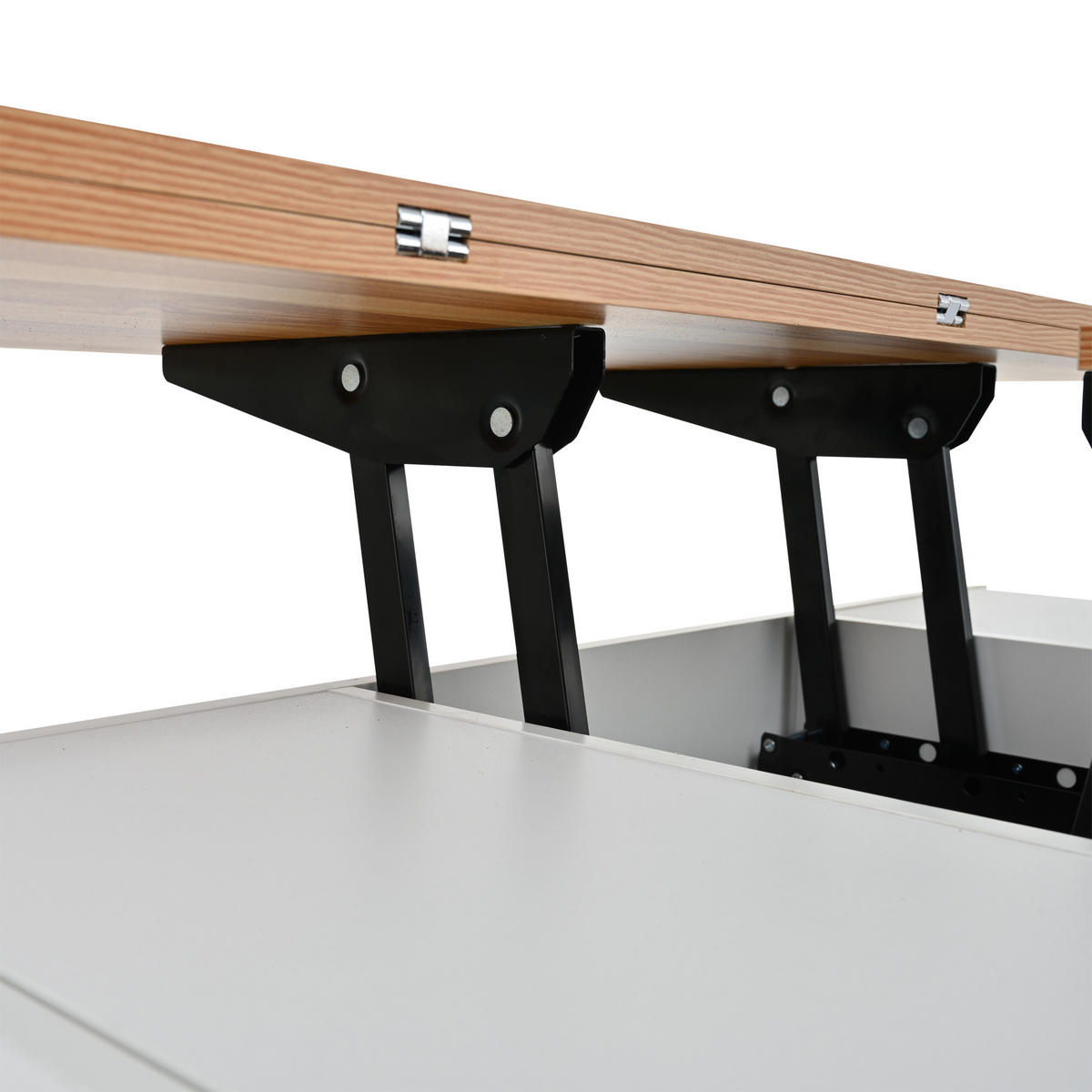 COUCHTISCH 100/50/52 cm weiß mit 4 Rollen und 4 Schubladen höhenverstellbar - Weiß, Holzwerkstoff (100/50/52cm) - OKWISH