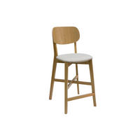 BARHOCKER Helles Holz Massiv Eiche Beiger Stoff H65 cm LUCIA - Beige, Holz (54/102/43cm) - Miliboo