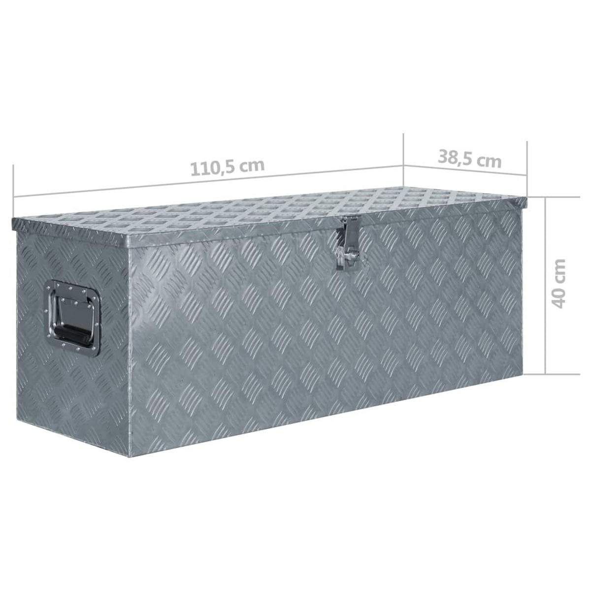 ALUMINIUMBOX mit Deckel Metallkiste 110,5x38,5x40 cm Silber - Silberfarben, Metall (110.5/40/38.5cm) - DELUKE