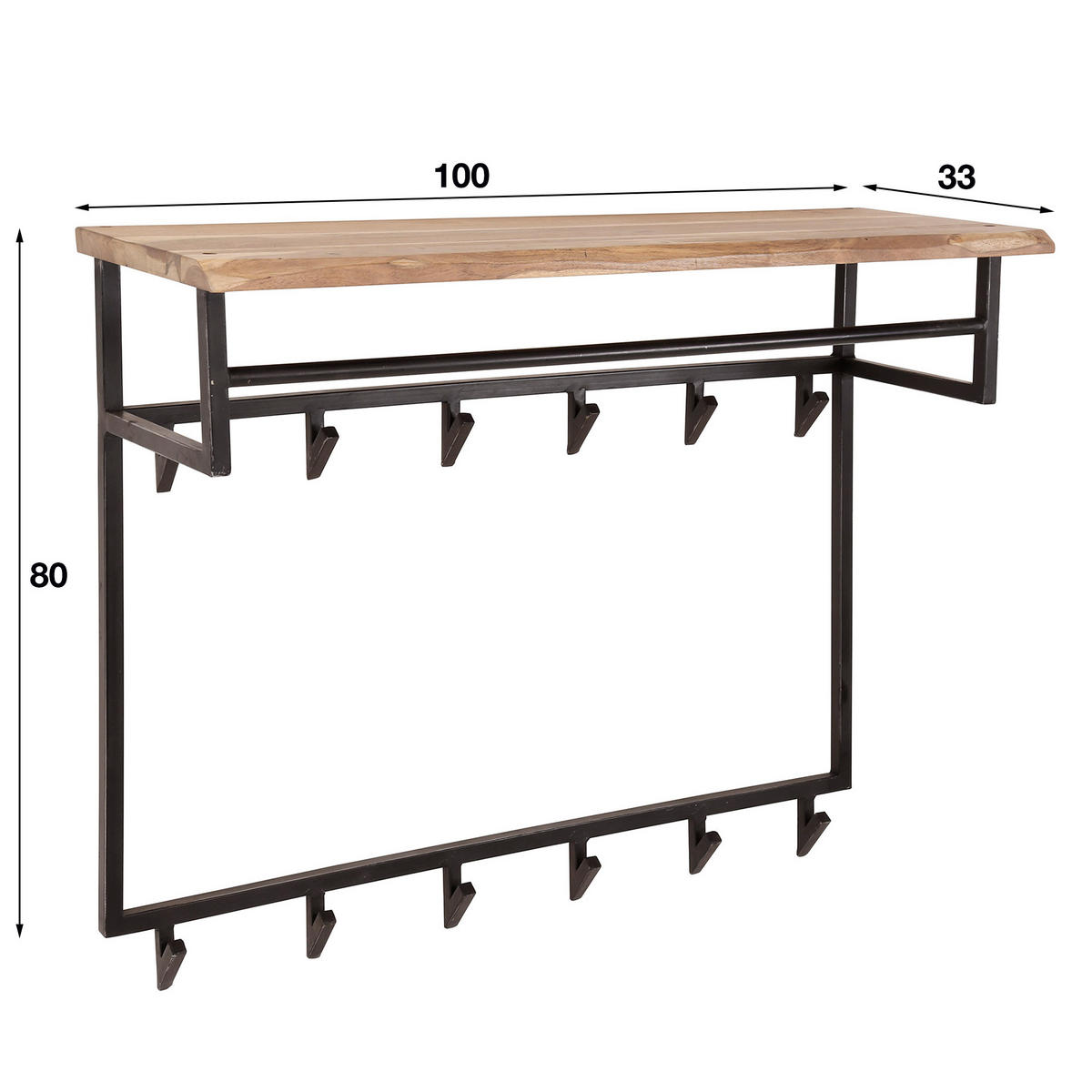 WANDGARDEROBE Edge Braun 100/33/80 cm - Braun, Holz (33/80/100cm) - Hoyz Collection