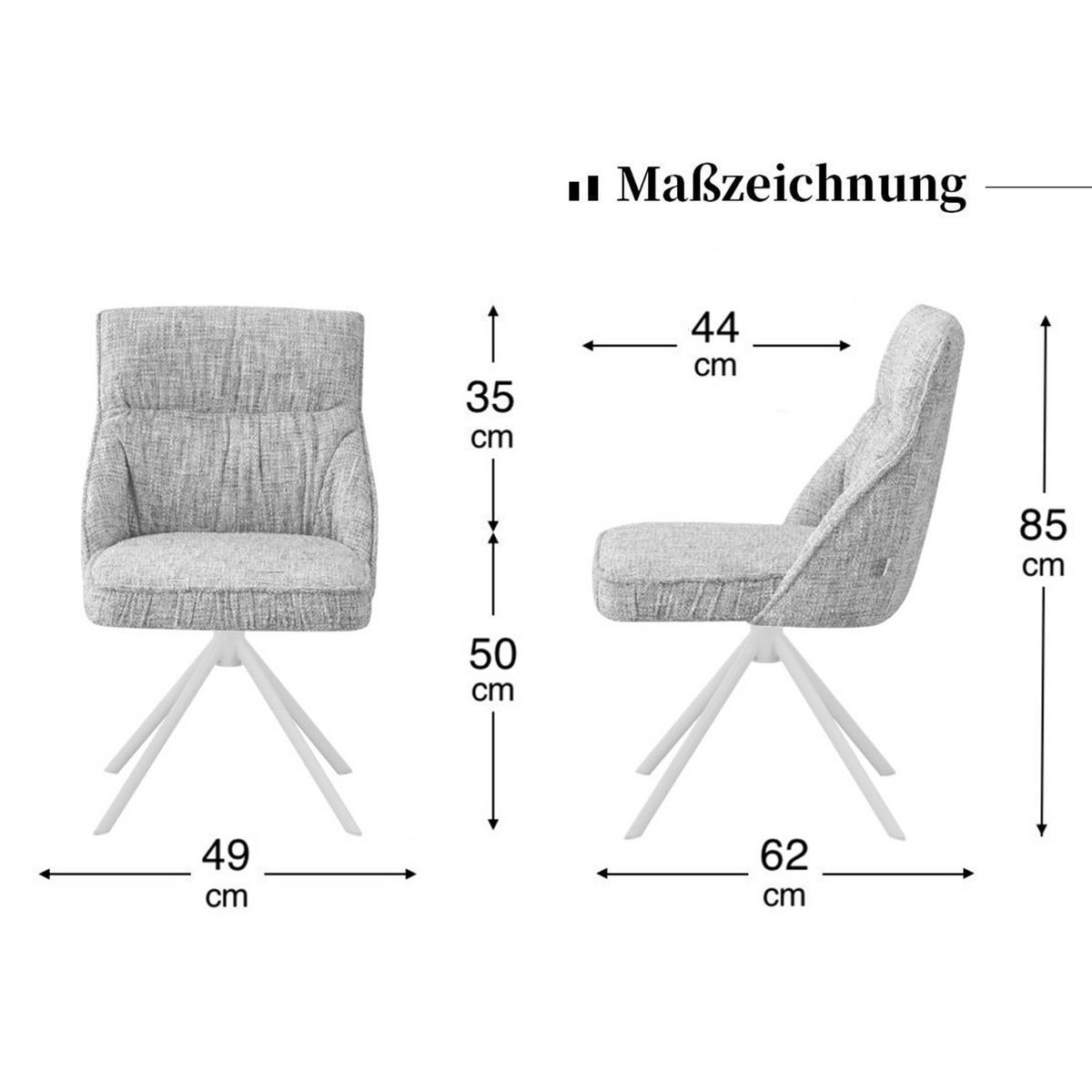 ESSZIMMERSTUHL LINNEA 2er-Set - Hellrosa/Weiß, Textil/Metall (49/84/62cm) - DUBI Möbel
