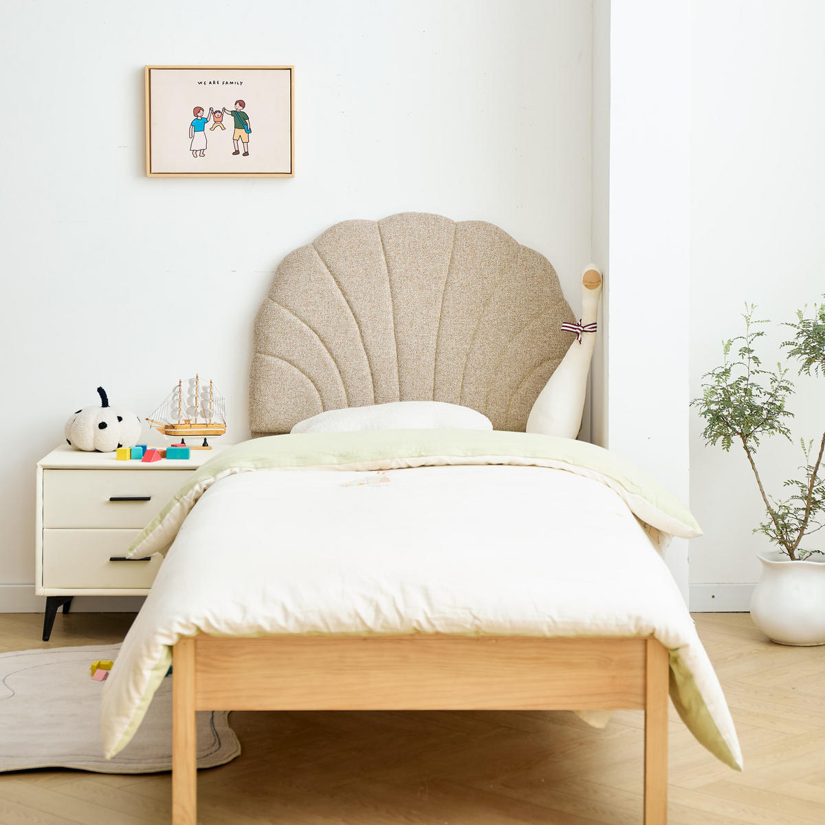 BETTKOPFTEIL Beige 90 cm - Beige, Holz (90/120/7.5cm) - Nordlys