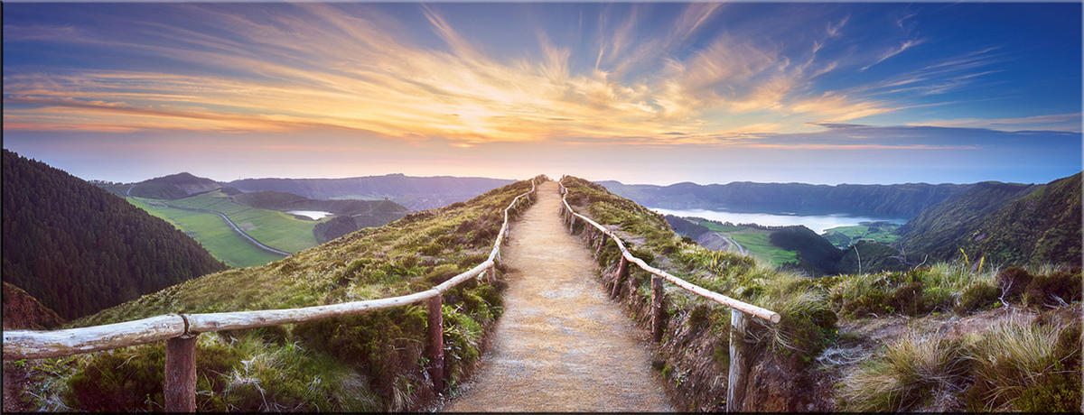 GLASBILD 80x30 cm Berglandschaft Berge - Gelb, Glas (80/30cm) - artissimo