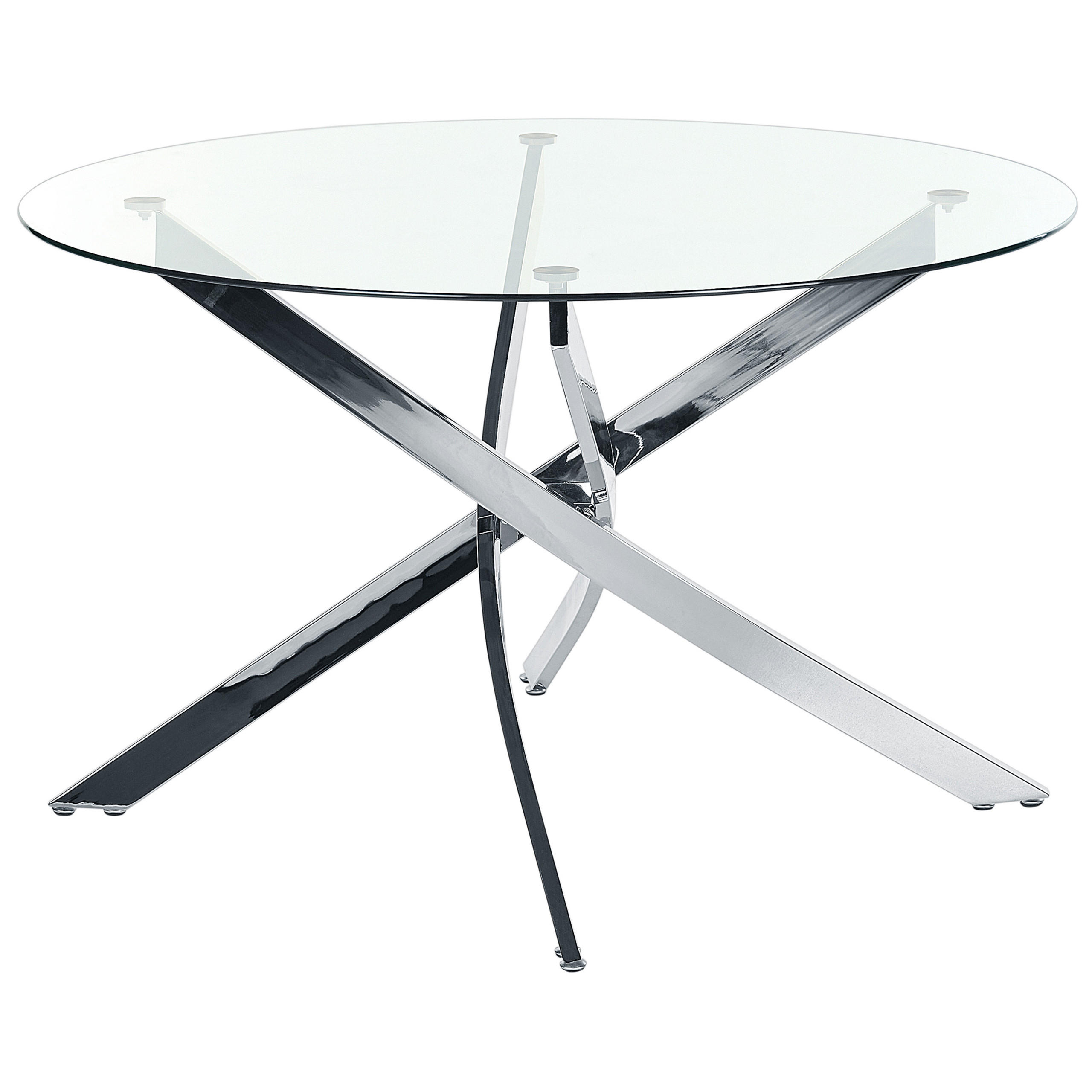 ESSTISCH 120/75 cm Silberfarben, Transparent Rund Maramo - Silberfarben, Glas (120/120/75cm) - Beliani