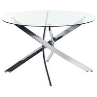 ESSTISCH 120/75 cm Silberfarben, Transparent Rund Maramo - Silberfarben, Glas (120/120/75cm) - Beliani