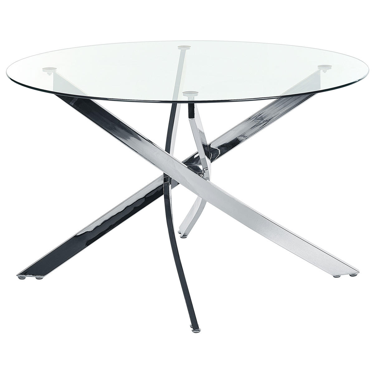 ESSTISCH 120/75 cm Silberfarben, Transparent Rund Maramo - Silberfarben, Glas (120/120/75cm) - Beliani