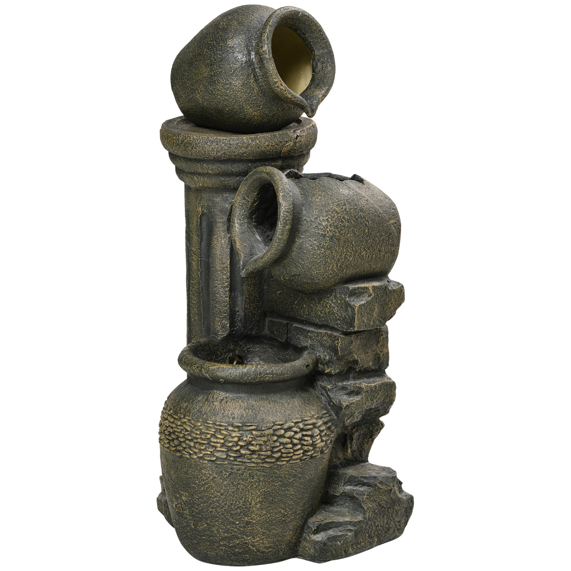 GARTENBRUNNEN, Kunstharz, Grau - Grau, Kunststoff (36.5/32/73cm) - Outsunny