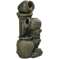 GARTENBRUNNEN, Kunstharz, Grau - Grau, Kunststoff (36.5/32/73cm) - Outsunny