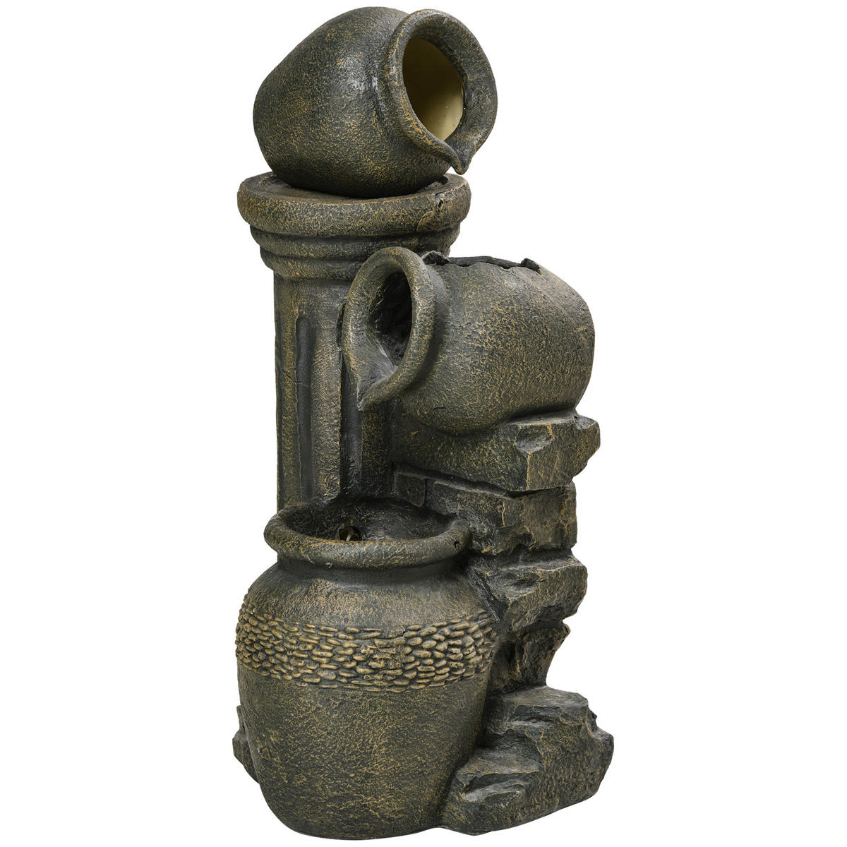 GARTENBRUNNEN, Kunstharz, Grau - Grau, Kunststoff (36.5/32/73cm) - Outsunny