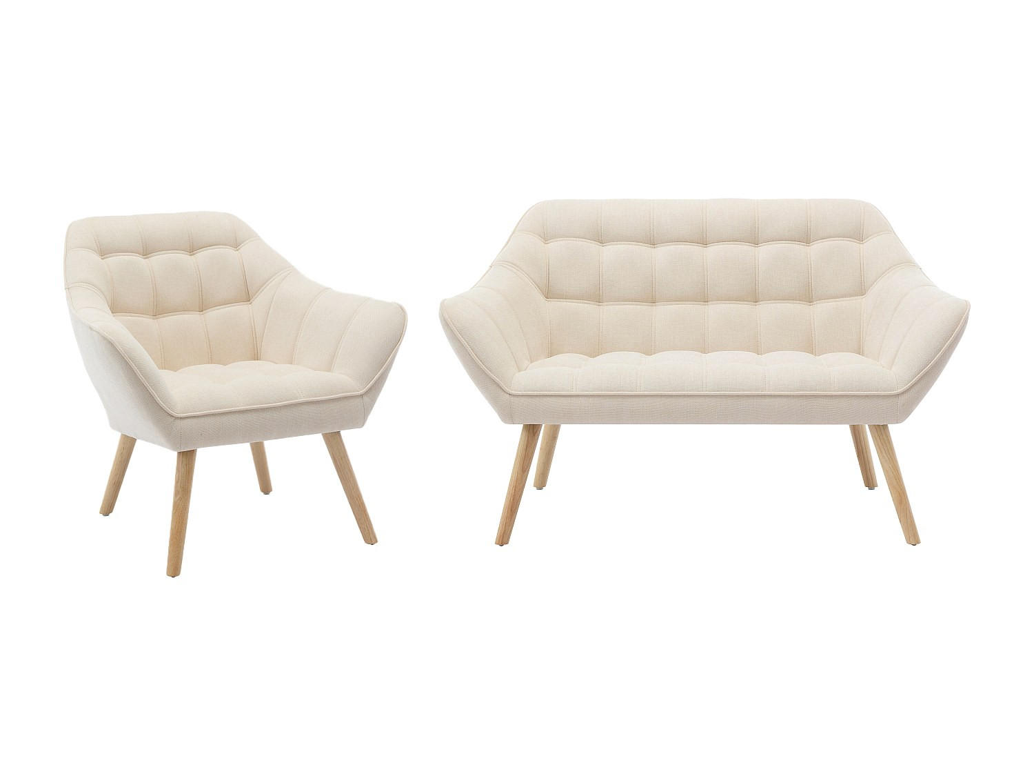 SOFA 2-Sitzer & Sessel - Stoff - Beige - CASERTA - Beige, Textil (127/77/73cm) - Vente-Unique