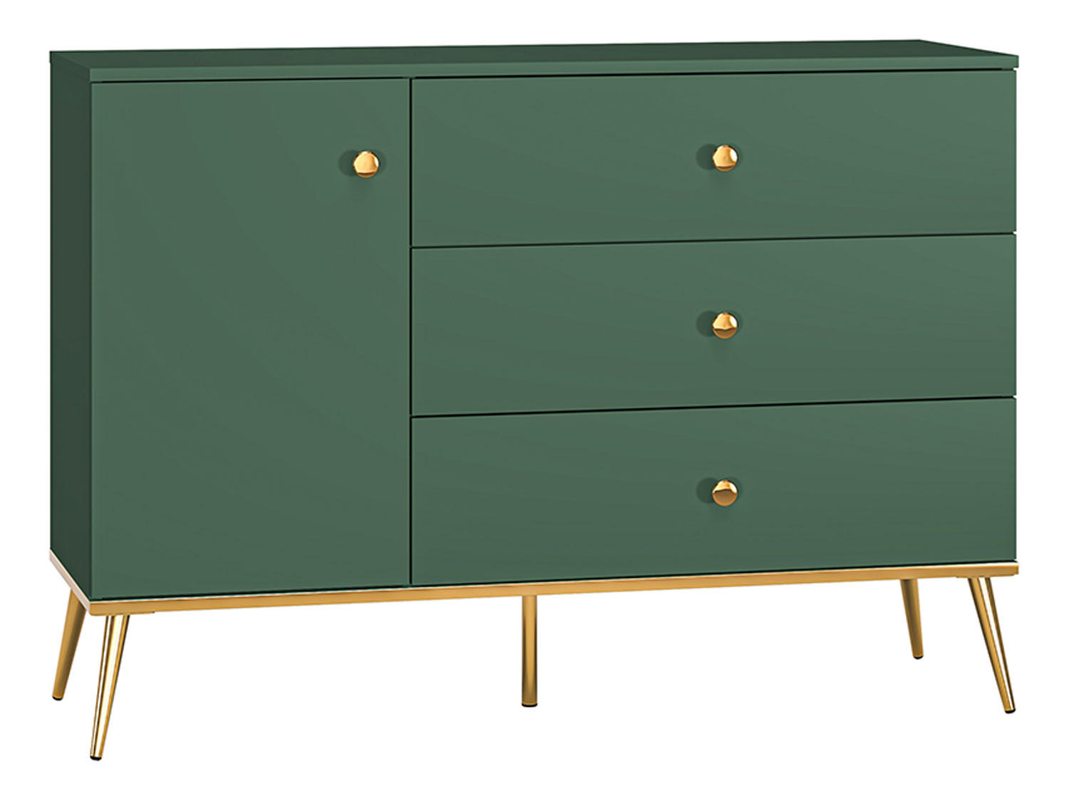 SIDEBOARD Forest dunkelgrün / gold 120 / 40 / 85cm - Dunkelgrün/Goldfarben, Holz/Holzwerkstoff (120/85/40cm) - Feldmann-Wohnen