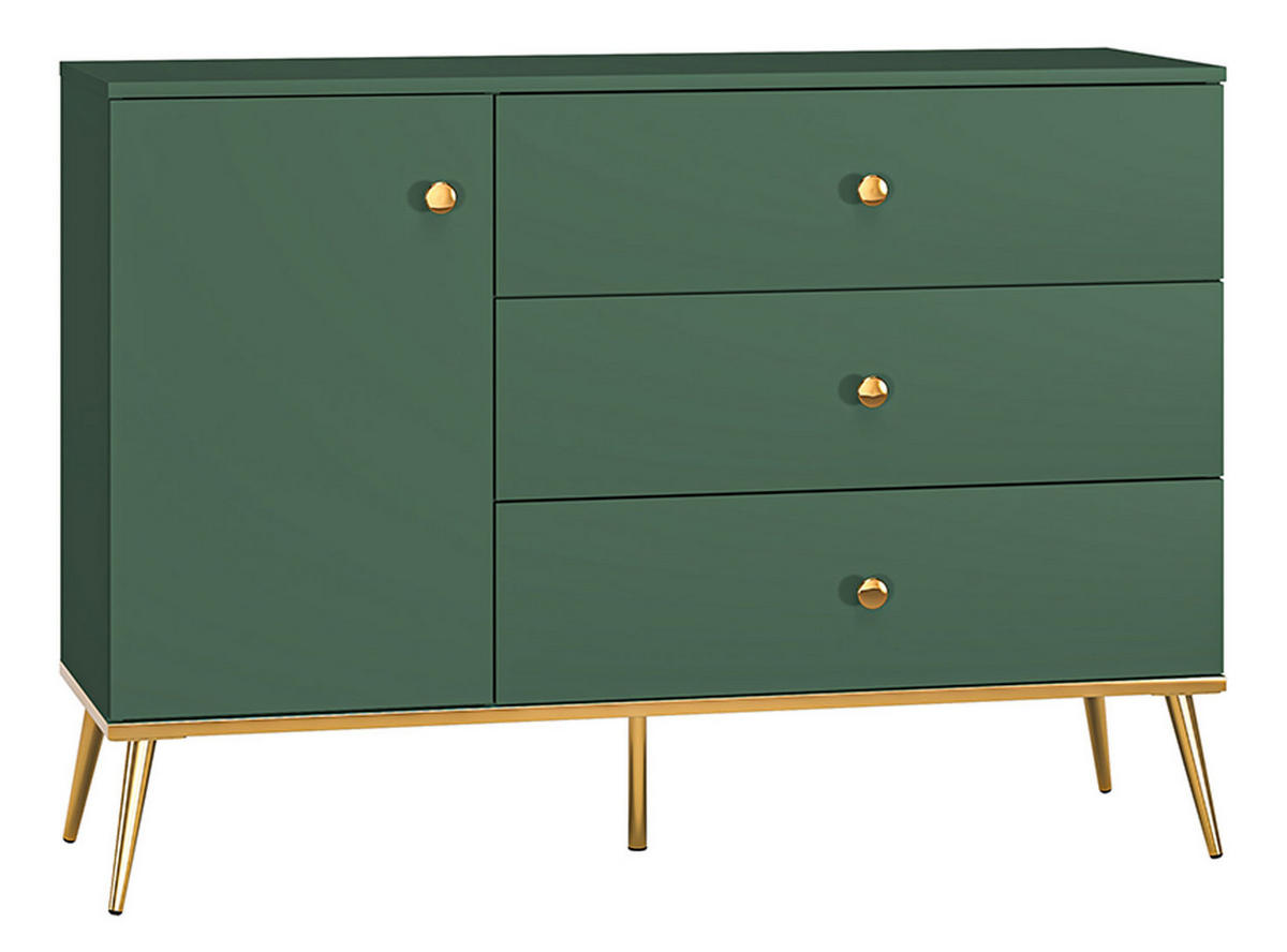 SIDEBOARD Forest dunkelgrün / gold 120 / 40 / 85cm - Dunkelgrün/Grün, Holz/Holzwerkstoff (120/85/45cm) - Feldmann-Wohnen