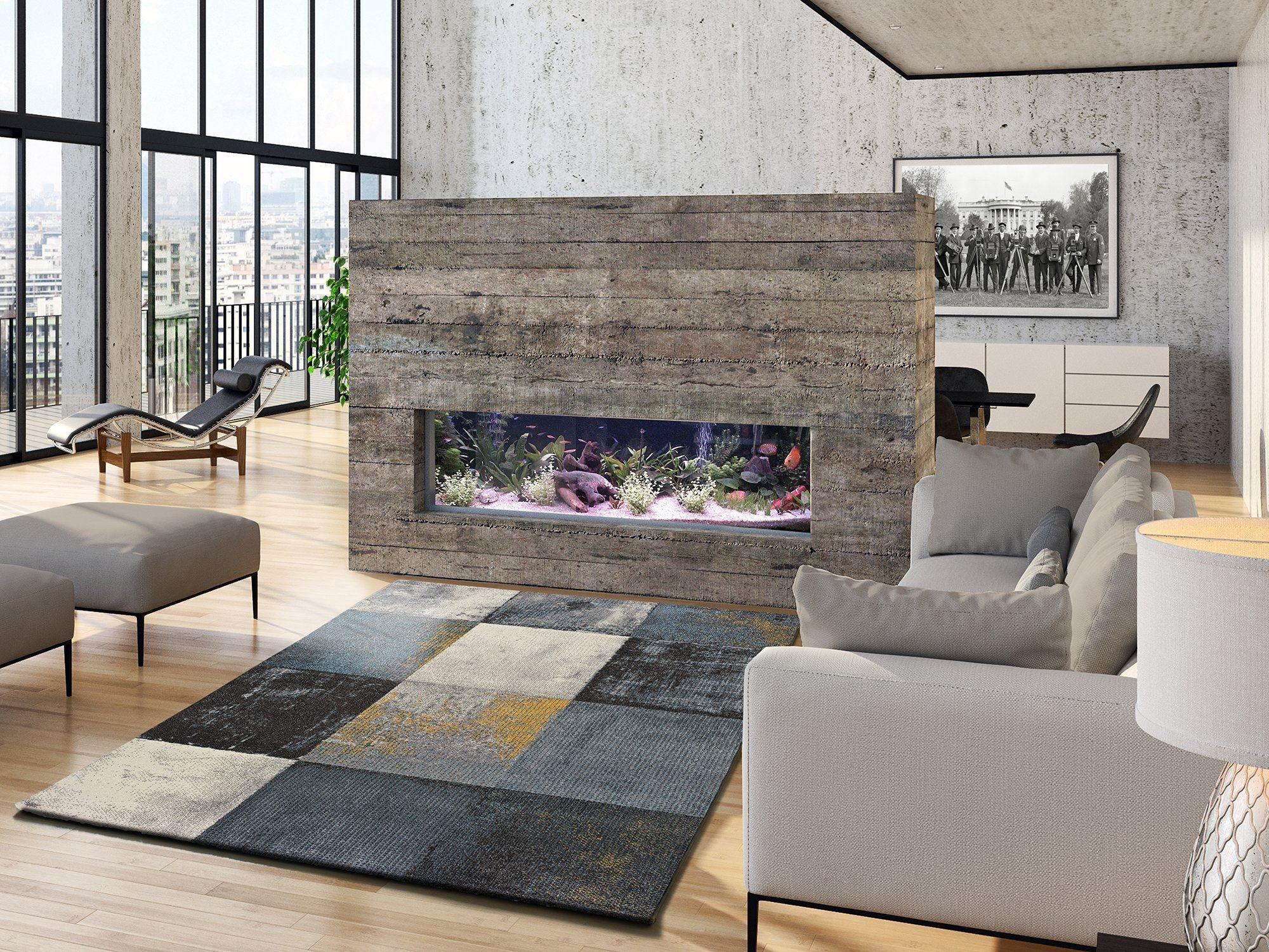 Thumbnail - Atticgo Webteppich, Grau, Blau, Textil, Kariert, Rechteckig, 190x280 cm, Oeko-Tex® Standard 100, in verschiedenen Größen...