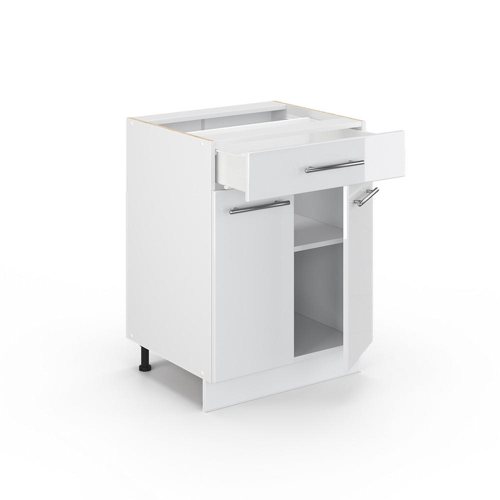 KÜCHENUNTERSCHRANK Fame-Line Weiß Hochglanz 60 cm mit Schublade, ohne AP - Weiß Hochglanz/Weiß, Holzwerkstoff (60/82/51.6cm) - Vicco
