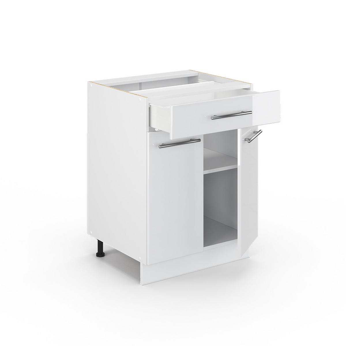 KÜCHENUNTERSCHRANK Fame-Line Weiß Hochglanz 60 cm mit Schublade, ohne AP - Weiß Hochglanz/Weiß, Holzwerkstoff (60/82/51.6cm) - Vicco