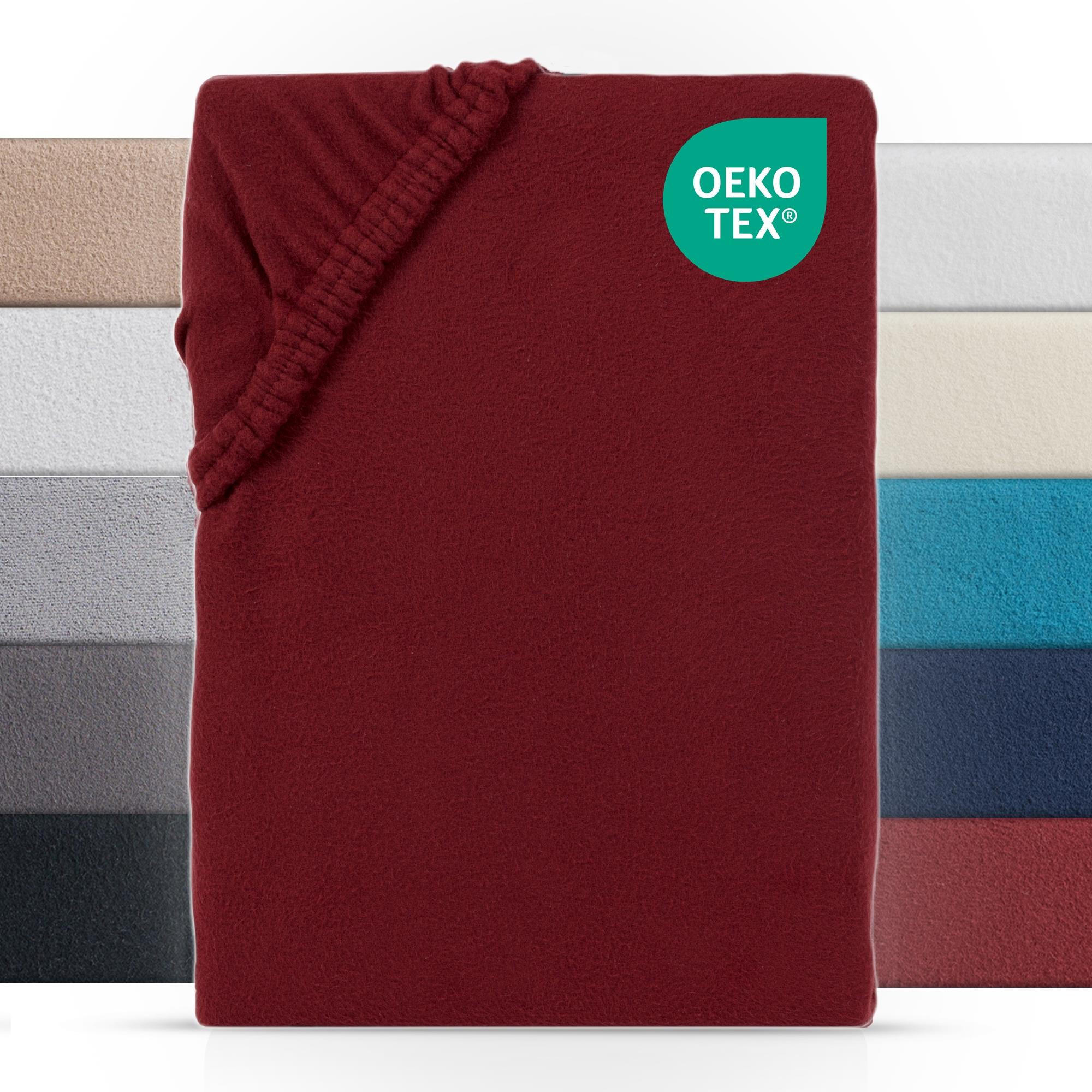 BOXSPRING-SPANNBETTLAKEN 180-200x200-220 cm, Warmes Winter Teddy Fleece Bettlaken Rot - Bordeaux, Textil (200/220cm) - Carpe Sonno
