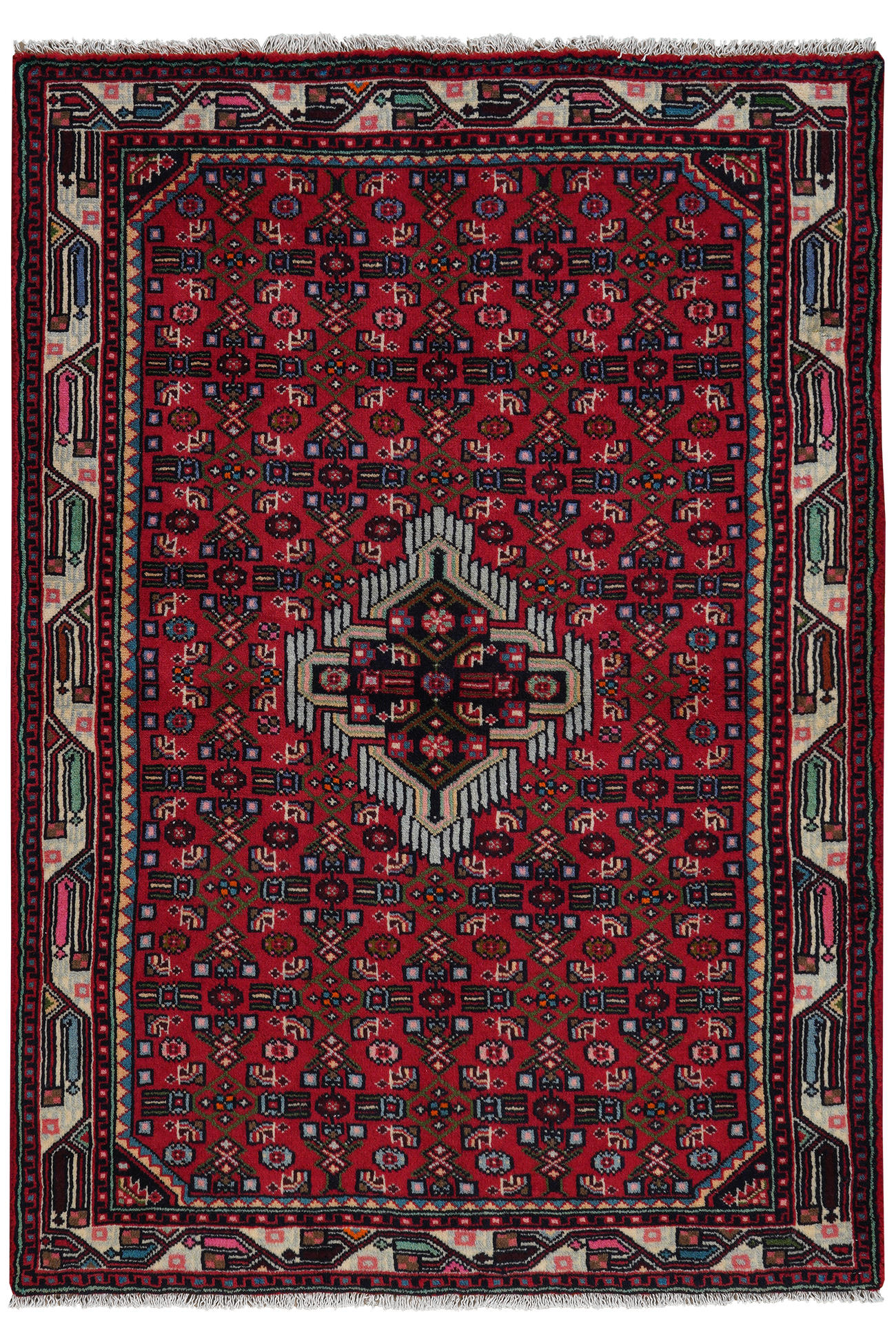 TEPPICH Assadabad Rot 146/102 cm Schurwolle - Rot, Textil (102/146cm) - Looma