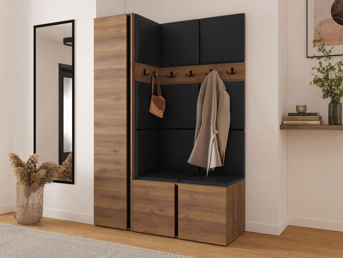 MOBILIER PENTRU HOL Orion IX - culoare lemn de nuc/negru, material plastic/compozit lemnos (124/186/46cm) - MIRJAN24
