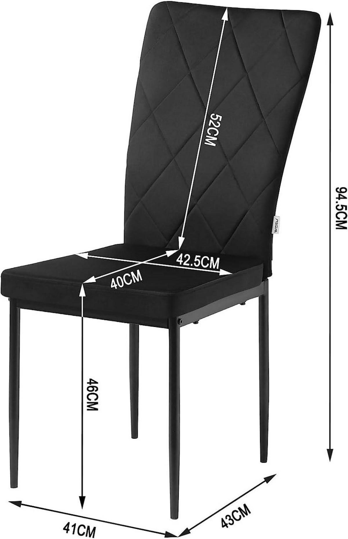 ESSZIMMERSTUHL 4er Set, Samtbezug, Schwarz - Schwarz, Leder/Kunststoff (42/94.5/59cm) - Woltu