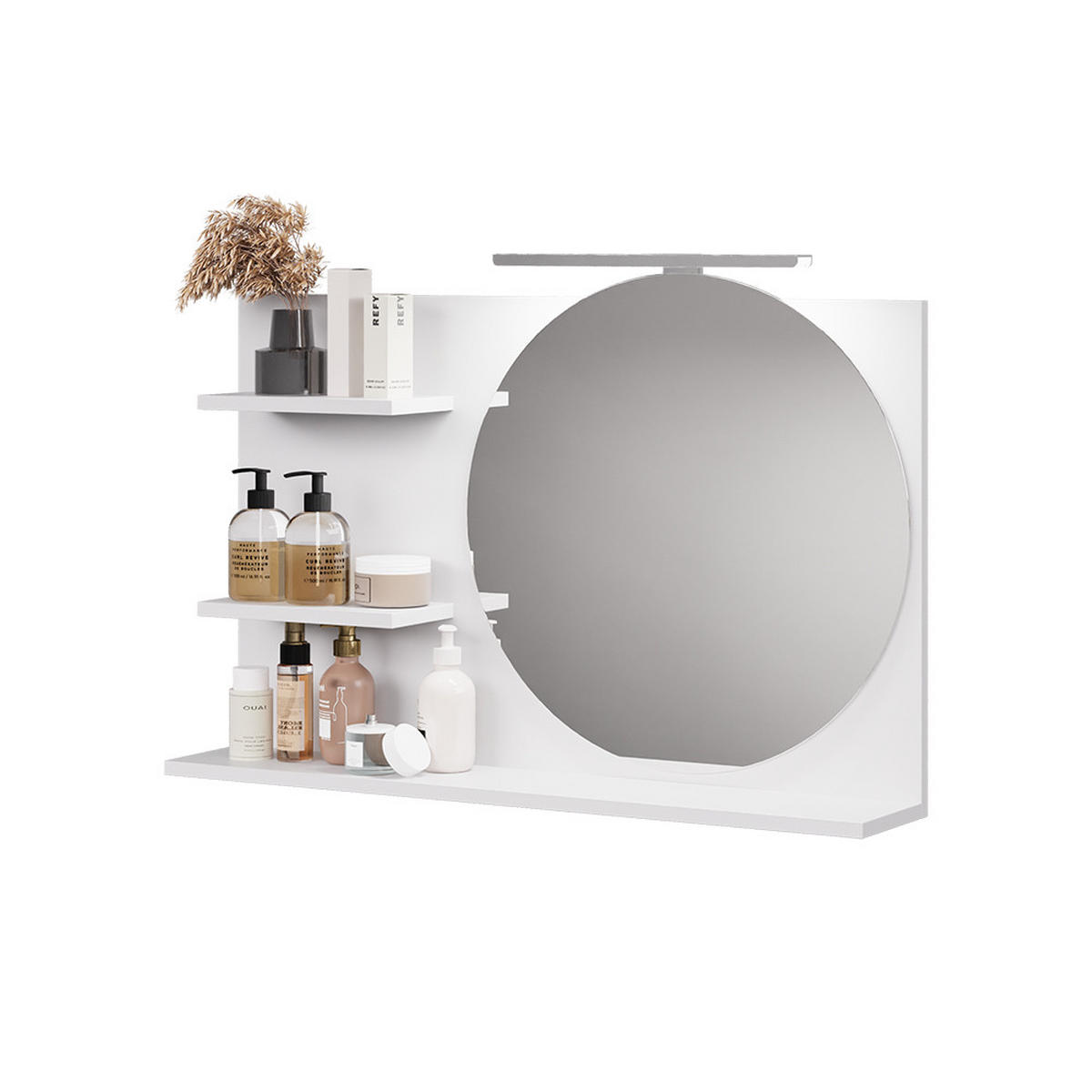 BADSPIEGELSCHRANK Avena Weiß 80 x 50 cm mit 3 offenen Fächern - Weiß, Holzwerkstoff (80/50/13.5cm) - Vicco