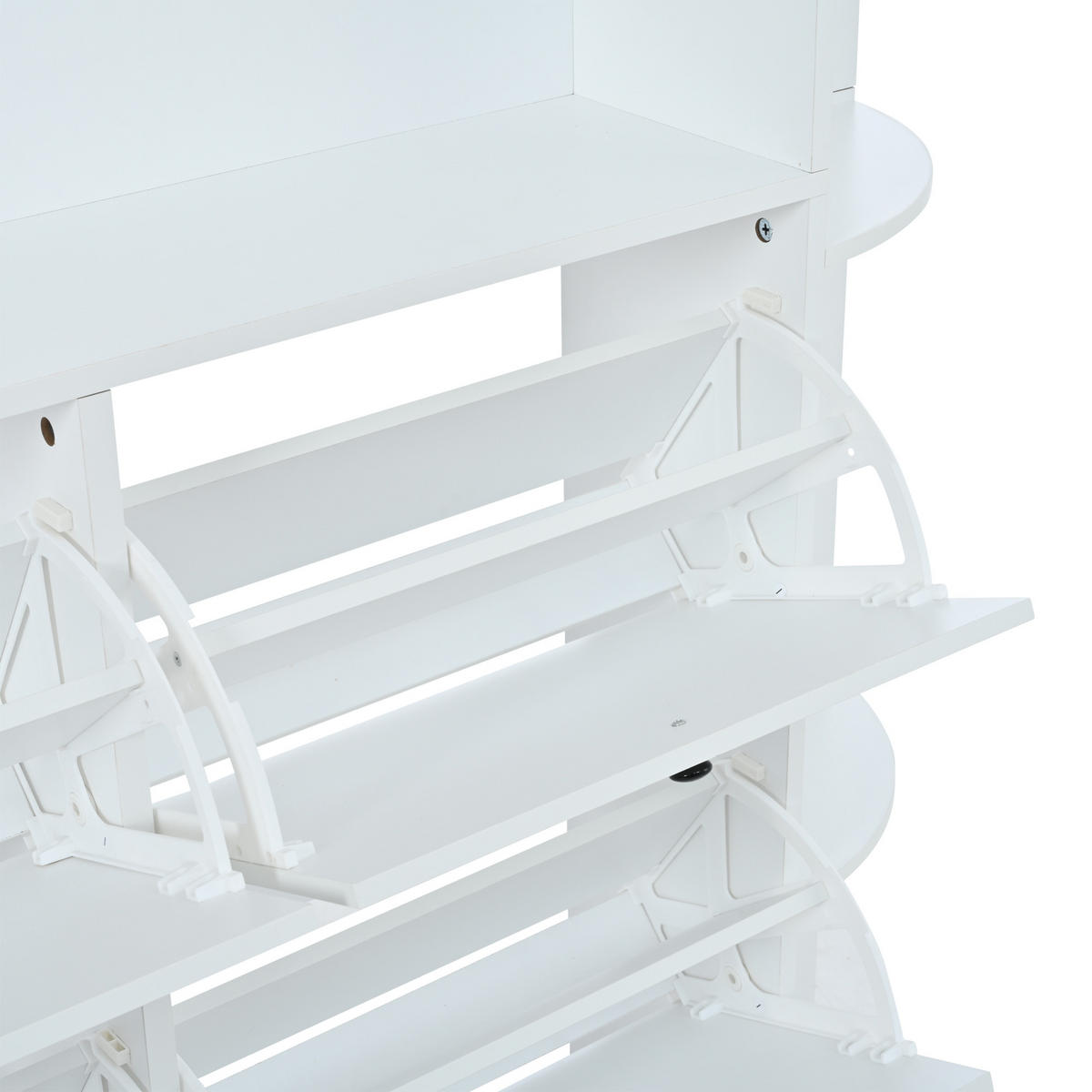 SCHUHSCHRANK aus Spanplatte 120x24x200cm in Weiß mit 8 Klapptüren - Weiß, Holzwerkstoff (120/200/24cm) - Modfu