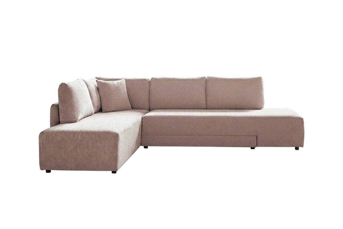SCHLAFSOFA SADIRA Taupe Cord - Taupe/Schwarz, Kunststoff/Textil (288/209cm) - KAWOLA