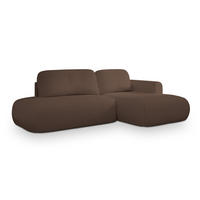 ECKSOFA NUVIRA R-S Braun Boucle-Stoff mit Schlaffunktion - Braun, Holz (274/165cm) - MASSENO